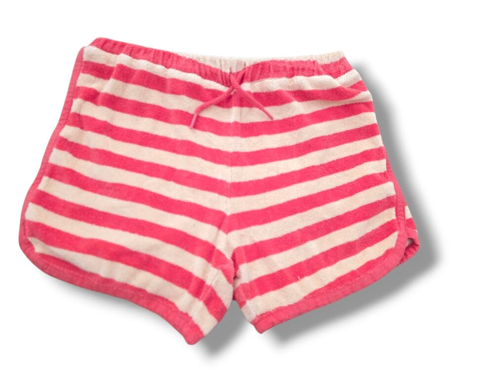 Hanna Andersson Girls 10 Orange Peach Toweling Shorts Striped Loop Terry Shorts